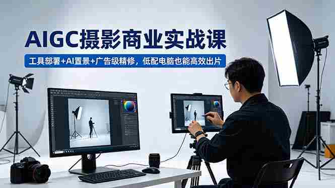 （18436期）AIGC 摄影商业实战课，工具部署+AI置景+广告级精修，低配电脑也能高效出片