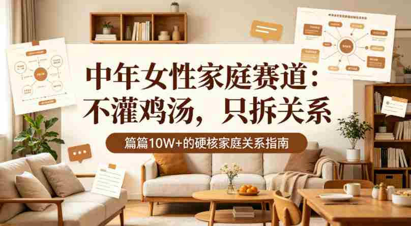 公众号流量主【中年女性家庭赛道】，不讲鸡汤、只拆家庭关系，篇篇10w+