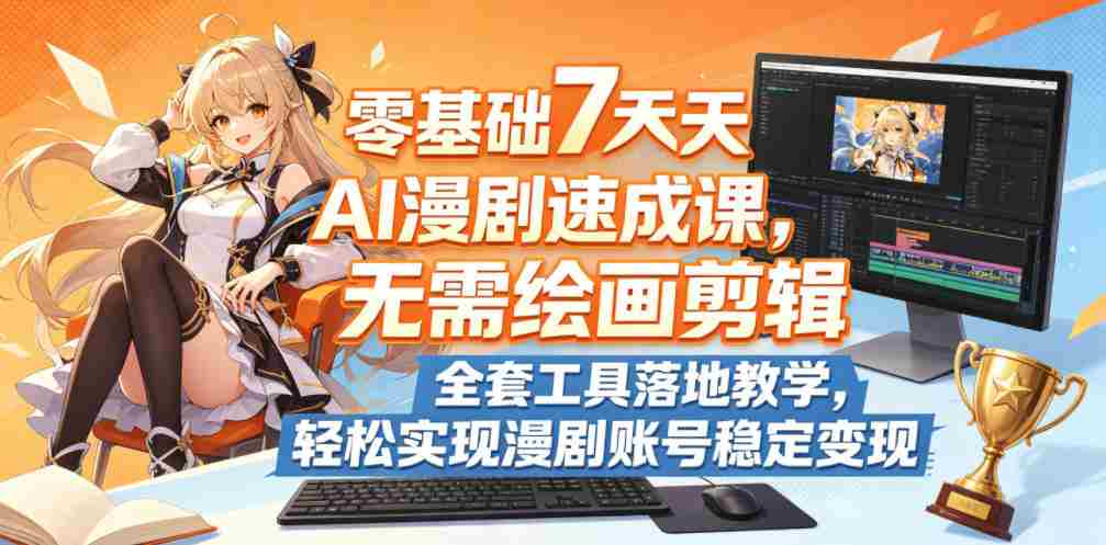 零基础7天AI漫剧速成课，无需绘画剪辑，全套工具落地教学，轻松实现漫剧账号稳定变现