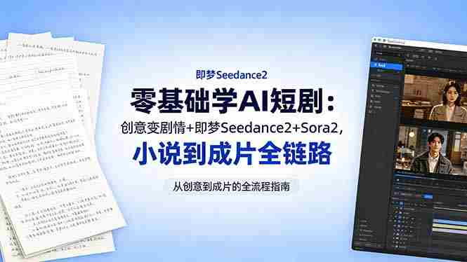 （18537期）零基础学AI短剧：创意变剧情+即梦Seedance2+Sora2，小说到成片全链路