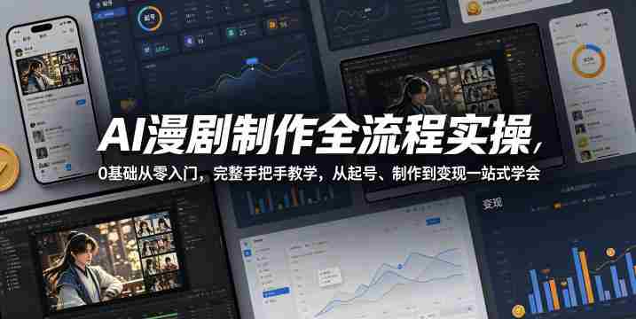 AI漫剧制作全流程实操，0基础从零入门，完整手把手教学，从起号、制作到变现一站式学会
