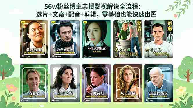 （18579期）56万粉丝博主亲授影视解说全流程：选片+文案+配音+剪辑，零基础也能快速出圈
