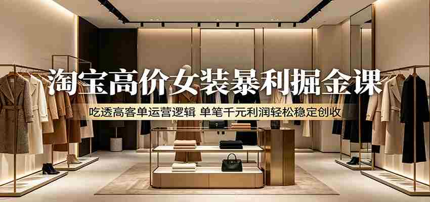 淘宝高价女装暴利掘金课：吃透高客单运营逻辑，单笔千元利润轻松稳定创收
