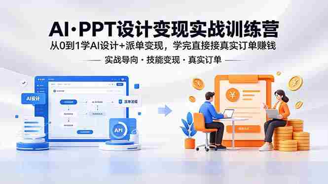 （18458期）AI·PPT设计变现实战训练营，从0到1学AI设计+派单变现，学完直接接真实订单赚钱