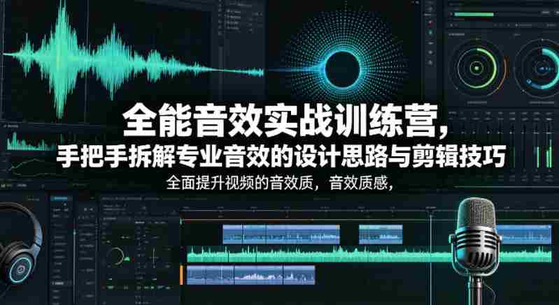 全能音效实战训练营，手把手拆解专业音效的设计思路与剪辑技巧，全面提升视频的音效质感