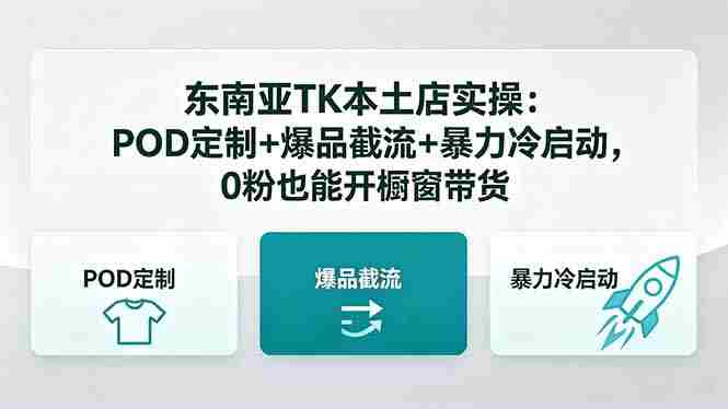 （18488期）东南亚TK本土店实操-5月更新：POD定制+爆品截流+暴力冷启动，0粉也能开橱窗带货