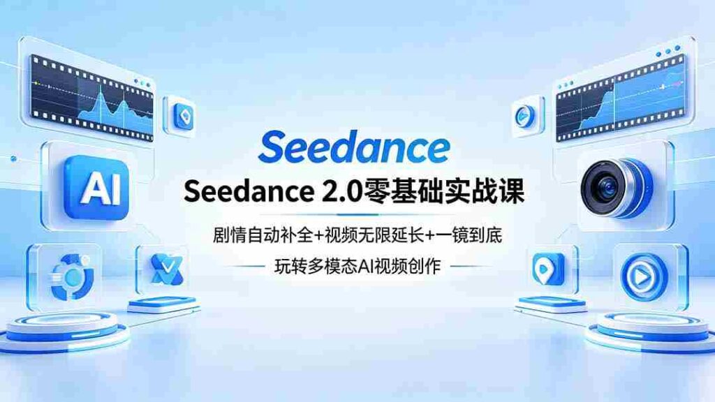 （18312期）Seedance 2.0零基础实战课：剧情自动补全+视频无限延长+一镜到底：玩转多模态AI视频创作