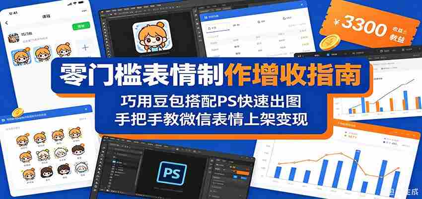 零门槛表情制作增收指南：巧用豆包搭配 PS 快速出图，手把手教微信表情上架变现