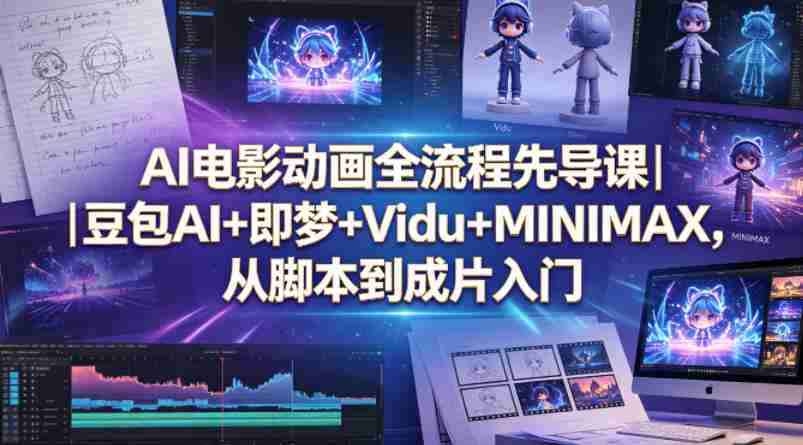 AI电影动画全流程先导课｜豆包AI+即梦+Vidu+MINIMAX，从脚本到成片入门