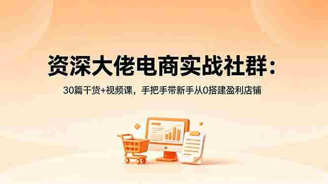 （18529期）资深大佬电商实战社群：30篇干货+视频课，手把手带新手从0搭建盈利店铺