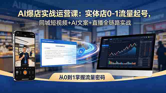 （18451期）AI爆店实战运营课：实体店0-1流量起号，同城短视频+AI文案+直播全链路实战