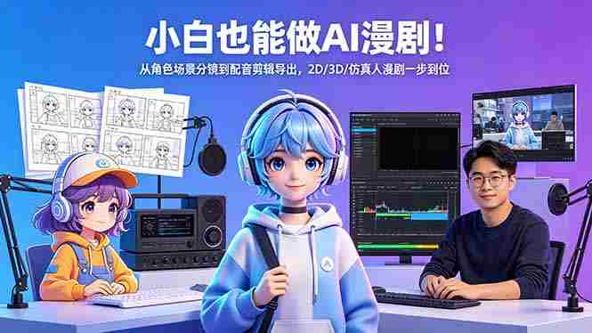 (18343期)小白也能做AI漫剧!从角色场景分镜到配音剪辑导出,2D/3D/仿真人漫剧一步到位-中创网,冒泡网,福缘网创业项目大全-创安网
