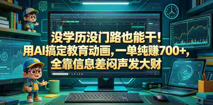 没学历没门路也能干！用AI搞定教育动画，一单纯賺700+，全靠信息差闷声发大财【揭秘】