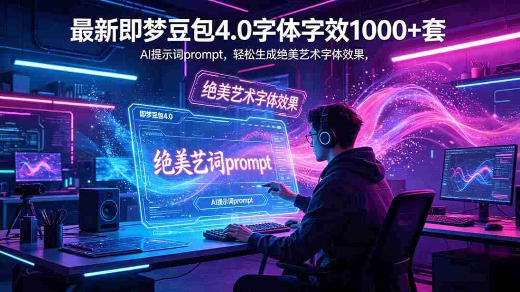 （18650期）最新即梦豆包4.0字体字效1000+套，AI提示词prompt，轻松生成绝美艺术字体效果