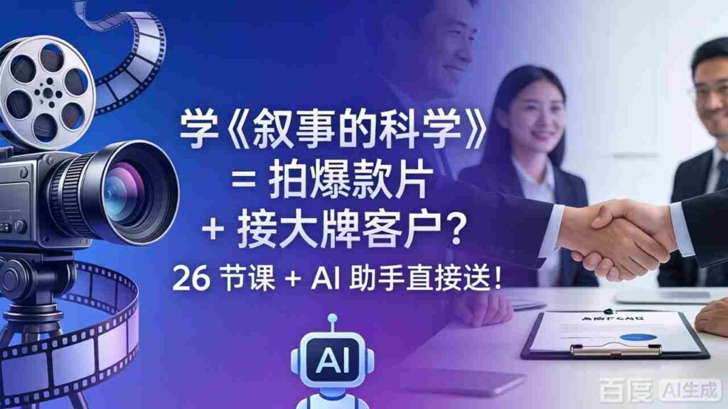 （18302期）学《叙事的科学》= 拍爆款片 + 接大牌客户？26 节课 + AI 助手直接送！