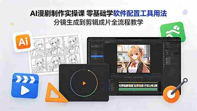 （18605期）AI漫剧制作实操课 零基础学软件配置工具用法 分镜生成到剪辑成片全流程教学
