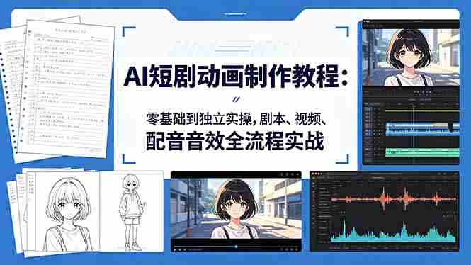 （18351期）AI短剧动画制作教程：零基础到独立实操，剧本、视频、配音音效全流程实战