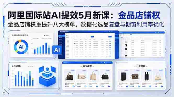 （18556期）阿里国际站AI提效5月新课：金品店铺权重提升八大榜单，数据化选品复盘与橱窗利用率优化
