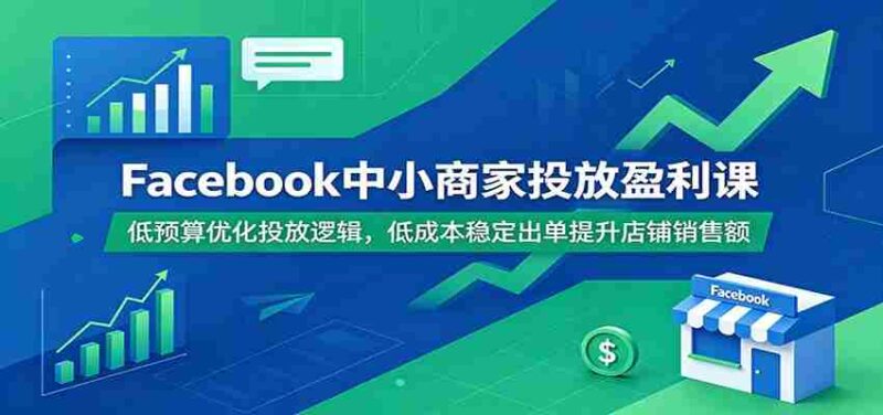 Facebook中小商家投放盈利课:低预算优化投放逻辑,低成本稳定出单提升店铺销售额-中创网,冒泡网,福缘网创业项目大全-创安网