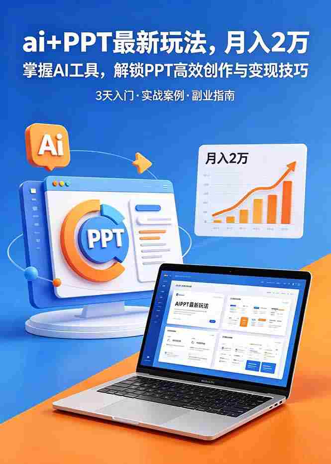 （18881期）ai+PPT最新玩法，月入2万掌握AI工具，解锁PPT高效创作与变现技巧3天入门，实战案例·副业指南