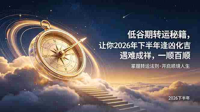 （19024期）付费文章：低谷期转运秘籍，让你2026年下半年逢凶化吉，遇难成祥，一顺百顺。
