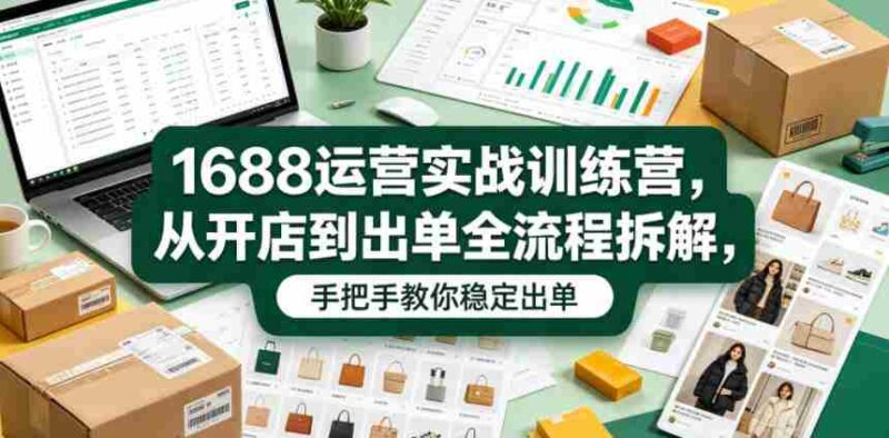 1688运营实战训练营，从开店到出单全流程拆解，手把手教你稳定出单-中创网,冒泡网,福缘网创业项目大全-创安网
