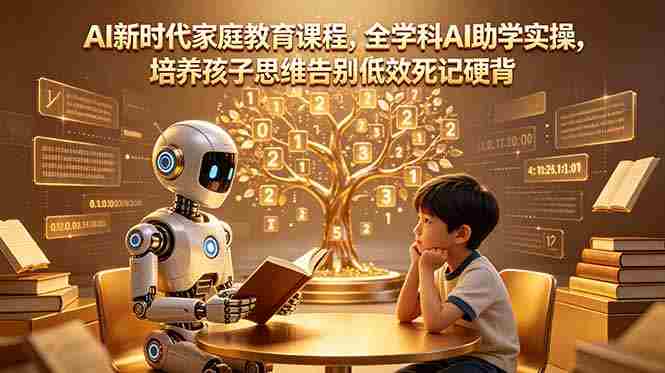 （18745期）AI新时代家庭教育课程，全学科AI助学实操，培养孩子思维告别低效死记硬背