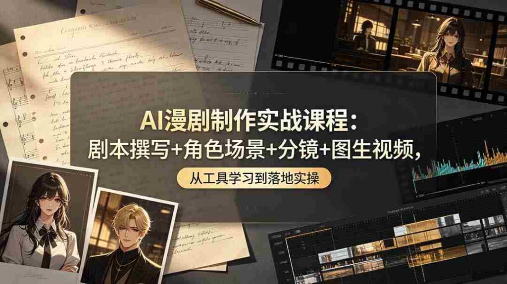 （19020期）AI漫剧制作实战课程：剧本撰写+角色场景+分镜+图生视频，从工具学习到落地实操