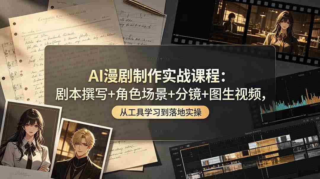 （19020期）AI漫剧制作实战课程：剧本撰写+角色场景+分镜+图生视频，从工具学习到落地实操