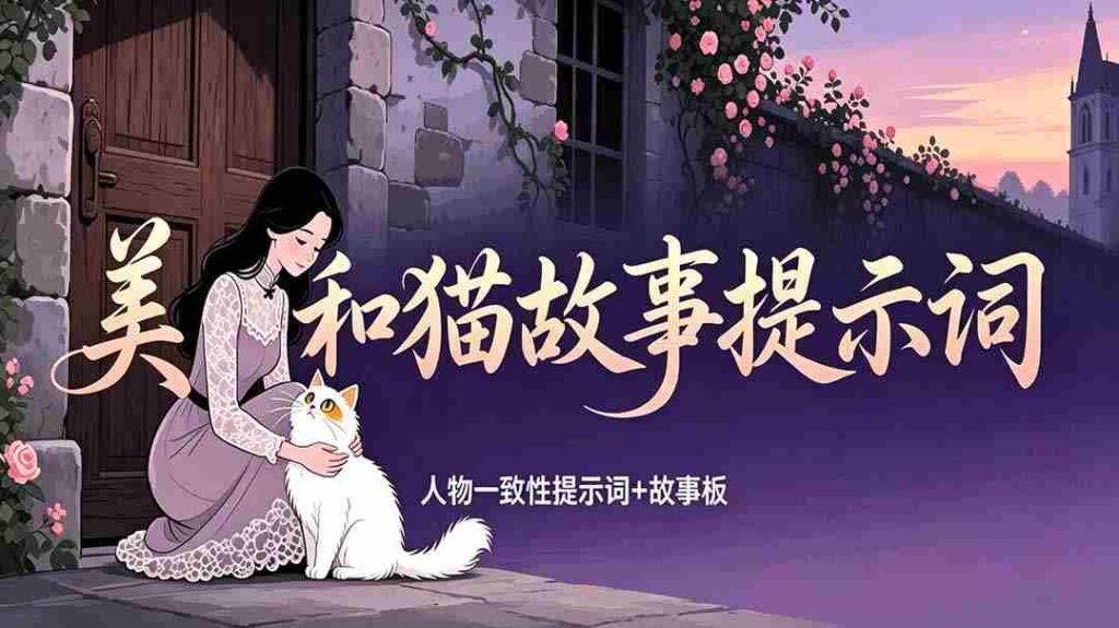 （18909期）美女和猫故事提示词，人物一致性提示词+故事板