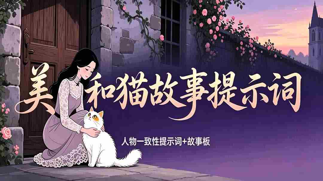 （18909期）美女和猫故事提示词，人物一致性提示词+故事板