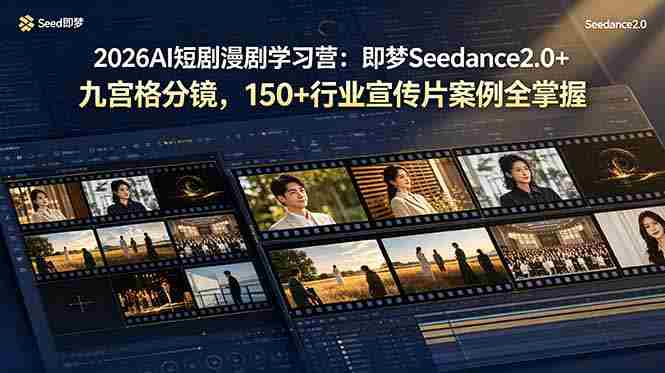（19055期）2026AI短剧漫剧学习营：即梦Seedance2.0+九宫格分镜，150+行业宣传片案例全掌握
