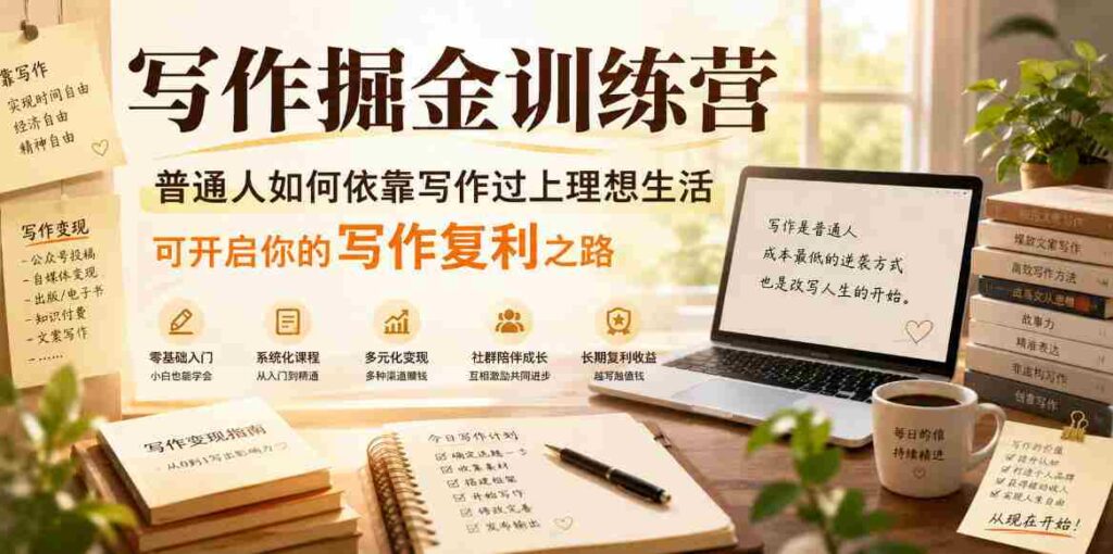 写作掘金训练营，普通人如何依靠写作过上理想生活，可开启你的写作复利之路（更新6月）