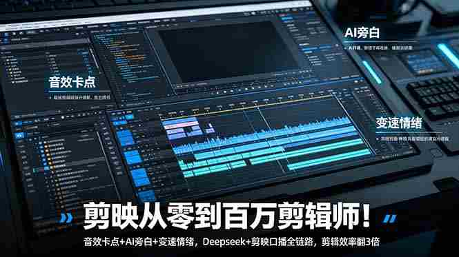 （18867期）剪映从零到百万剪辑师！音效卡点+AI旁白+变速情绪，Deepseek+剪映口播全链路，剪辑效率翻3倍