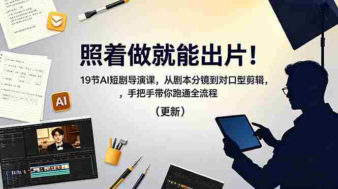 （18694期）照着做就能出片！19节AI短剧导演课，从剧本分镜到对口型剪辑，手把手带你跑通全流程（更新）