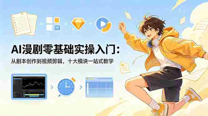 （18812期）AI漫剧零基础实操入门：从剧本创作到视频剪辑，十大模块一站式教学