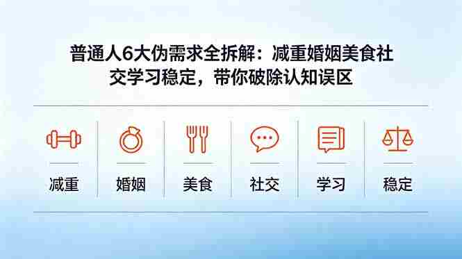 （18724期）付费文章：普通人6大伪需求全拆解：减重婚姻美食社交学习稳定，带你破除认知误区