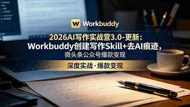（18995期）2026AI写作实战营3.0-更新：Workbuddy创建写作Skill+去AI痕迹，微头条公众号爆款变现