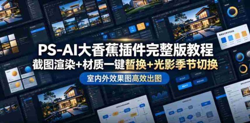 PS-AI大香蕉插件完整版教程，截图渲染+材质一键替换+光影季节切换，室内外效果图高效出图高阶课程-中创网,冒泡网,福缘网创业项目大全-创安网
