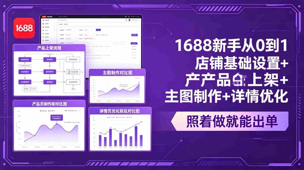 （18848期）1688新手从0到1：店铺基础设置+产品上架+主图制作+详情优化，照着做就能出单
