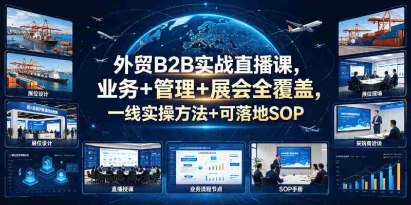 外贸B2B实战直播课，业务+管理+展会全覆盖，一线实操方法+可落地SOP-中创网,冒泡网,福缘网创业项目大全-创安网