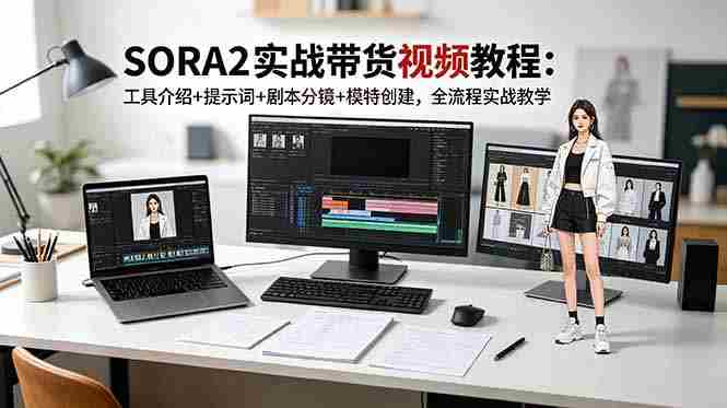 （18718期）SORA2实战带货视频教程：工具介绍+提示词+剧本分镜+模特创建，全流程实战教学