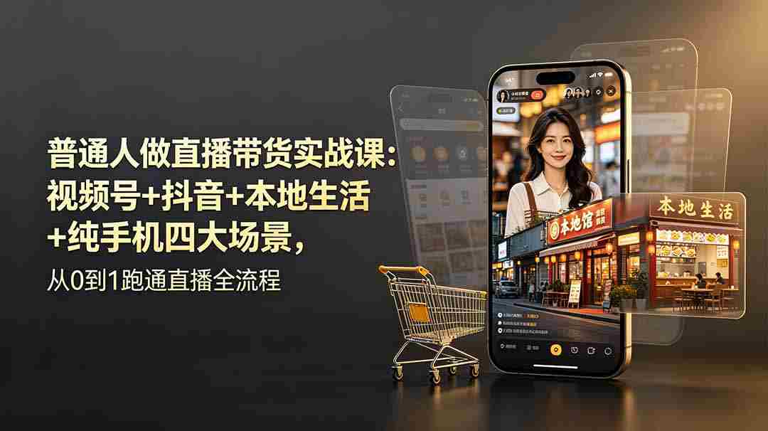 （19111期）普通人做直播带货实战课：视频号+抖音+本地生活+纯手机四大场景，从0到1跑通直播全流程