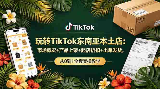 （19045期）玩转TikTok东南亚本土店：市场概况+产品上架+起店折扣+出单发货，从0到1全套实操教学