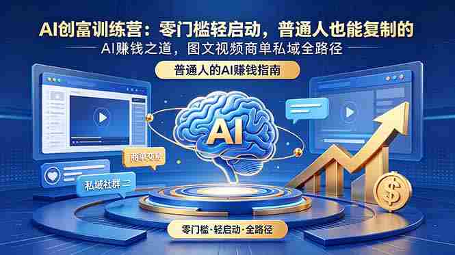 （18911期）AI创富训练营：零门槛轻启动，普通人也能复制的AI赚钱之道，图文视频商单私域全路径