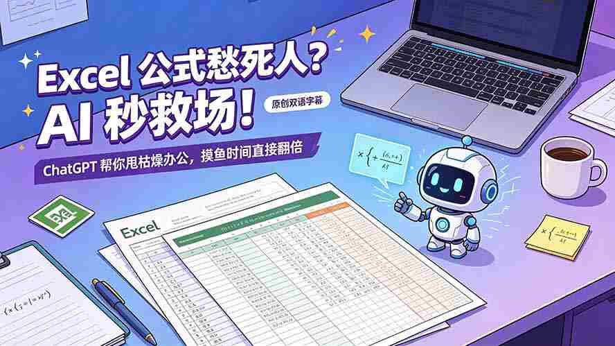 （19487期）Excel 公式愁死人？AI 秒救场！ChatGPT 帮你甩枯燥办公，摸鱼时间直接翻倍【原创双语字幕】