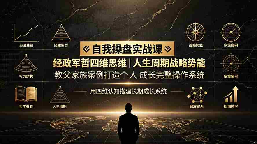 （19398期）自我操盘实战课：经政军哲四维思维｜人生周期战略势能｜教父家族案例打造个人成长完整操作系统