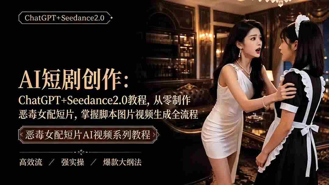 （19545期）AI短剧创作：ChatGPT+Seedance2.0教程，从零制作恶毒女配短片，掌握脚本图片视频生成全流程
