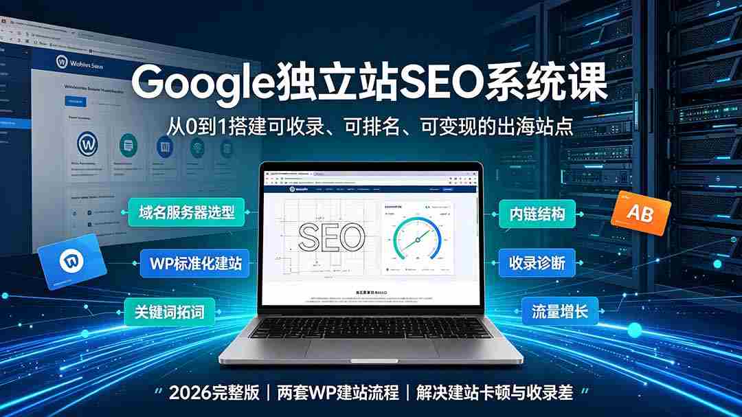 （19426期）Google独立站SEO-7月系统课：出海基建×WordPress建站×AI内容生产×站内外优化×Search Console×AdSense变现