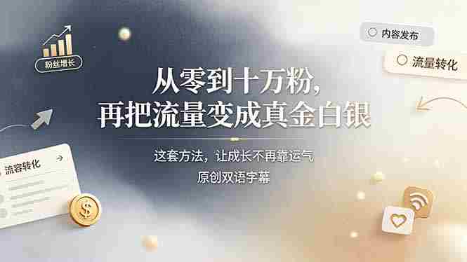 （19198期）从零到十万粉，再把流量变成真金白银——这套方法，让成长不再靠运气【原创双语字幕】